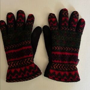 3M THINSULATE One Size Black Red Thermal Gloves Aztec Cozy Aspen Lined